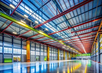Poster - Captivating Modern Warehouse Interiors Showcasing Innovative Design, Expansive Spaces, and Stylish Industrial Elements for Contemporary Architectural Inspiration
