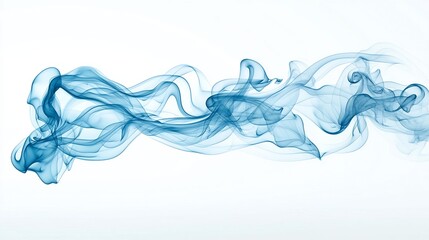 Poster - Captivating abstract artwork showcasing soft flowing blue smoke with complex curves and graceful movement isolated on a white background and exuding a sense of calmness warmth and refined elegance