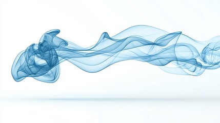Poster - Elegant and Flowing Blue Smoke Swirls Across a White Background Creating a Calming and Luxurious Atmospheric Effect