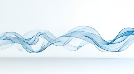 Poster - Captivating blue smoke with smooth flowing curves on a pristine white background capturing a gentle and elegant motion that creates a luxurious and calming effect