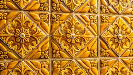 Poster - Captivating Mustard Tile Texture for Interior Design Inspiration, Featuring Warm Hues and Unique Patterns for Modern and Vintage Aesthetic Applications