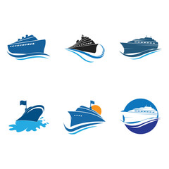 Wall Mural - cruise ship Logo Template vector icon