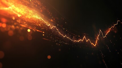 Poster - Abstract glowing orange line graph on a black background.