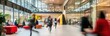 © ttonaorh - Abstract blurred motion of people walking in an office building with glass walls, captured with a long exposure. Concept of business team work and group or crowd movement on a staircase