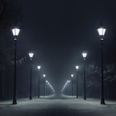 Canvas Print - Street outdoors lighting night.