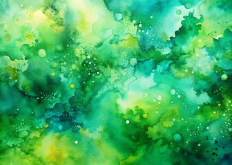 Poster - Close-Up Green Watercolor Abstract Background with Soft Blends and Fluid Patterns Utilizing the Rule of Thirds for Artistic Balance and Visual Appeal in Modern Design