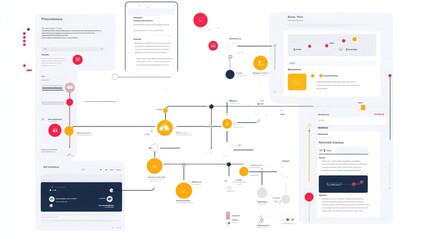 Poster - A complex flowchart with different nodes and connections, designed for a user interface.