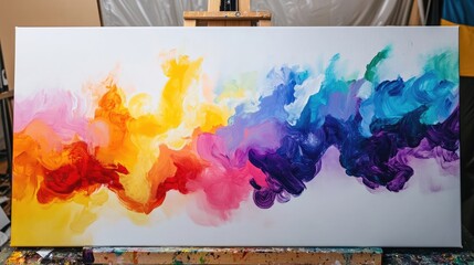 Poster - Vibrant abstract painting with bold strokes of color creating a dynamic and energetic composition.