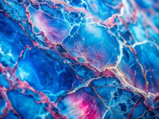 Poster - Close-Up of Stunning Blue and Pink Marble Design with Beautiful Patterns and Textures, Ideal for Backgrounds, Home Decor, or Artistic Projects, Featuring Rich Color Contrast