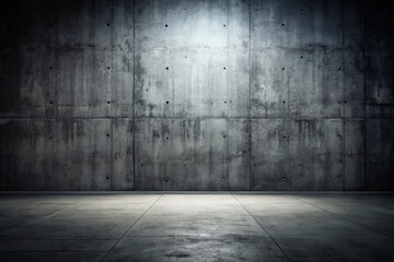 Poster - Dark and Dim Concrete Wall and Floor Background in Wide Format for Creative Projects and Artistic Use, Ideal for Photography, Graphic Design, and Textures
