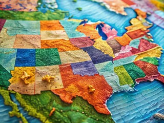 Poster - Detailed US Map Illustrating All States with Vibrant Colors and High Depth of Field, Perfect for Educational and Informational Purposes in Geography and Travel Contexts