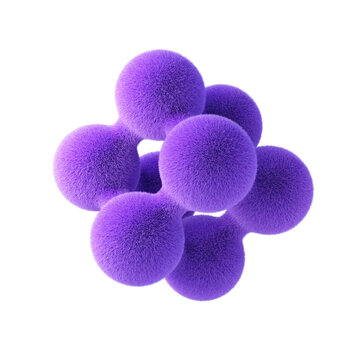 Abstract shape made of violet fur, isolated on white background. 3d rendering.
