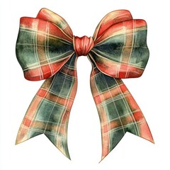 A beautiful plaid ribbon bow with festive colors, perfect for holiday decorations and craft projects.