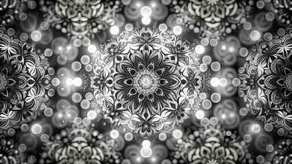 Poster - Elegant Black and White Abstract Wallpaper with Transforming Patterns and Bokeh Effect for Stunning Backgrounds and Visual Displays in 4K Resolution