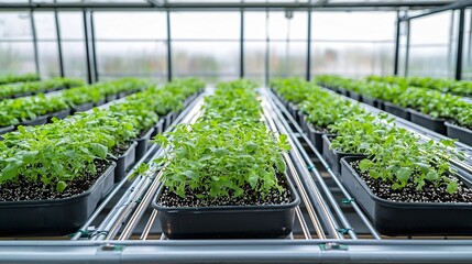 Aufkleber - Thriving Hydroponic Greenhouse with Lush Herb Cultivation A Showcase of Sustainable Indoor Farming Technology and Abundant Fresh Produce