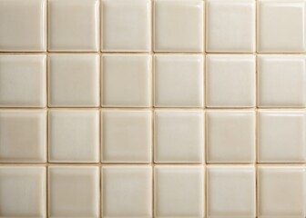 Poster - Elegant White Square Ceramic Tiles on Soft Beige Background Creating a Subtle and Modern Pattern Ideal for Interior Design and Home Decor Concepts