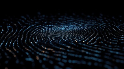 Poster - Abstract Digital Fingerprint Pattern in Blue Tones