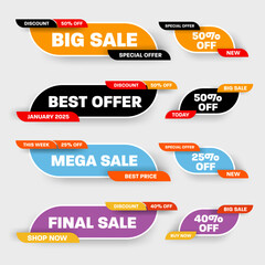 Poster - Vector illustration of banner with mega, final sale 25%, 50%, poster for business promotion, marketing, EPS10. Set