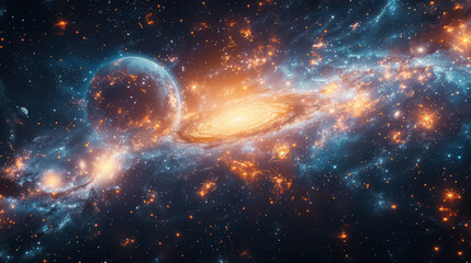 Wall Mural - space background with stardust and shining stars. realistic cosmos and color nebula. colorful galaxy
