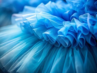 Poster - Enchanting Macro Photography of a Delicate Blue Tutu Fabric with Intricate Textures and Details, Perfect for Fashion, Dance, and Textile Themes