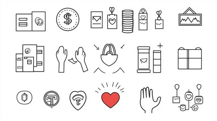 Poster - Diverse Charitable Donation Symbols and Icons Capturing the Spirit of Generosity Kindness and Support for Worthy Causes