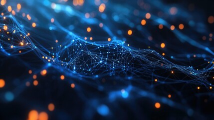 Poster - Abstract Digital Network with Bright Luminous Effect