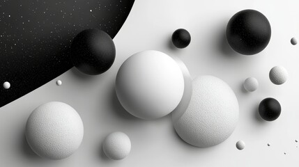 Poster - Monochrome Abstract Spheres on White and Black Background