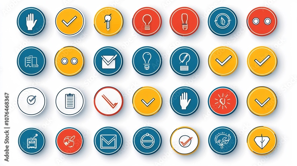 Vibrant set of choice making icons featuring contrasting yes and no ...
