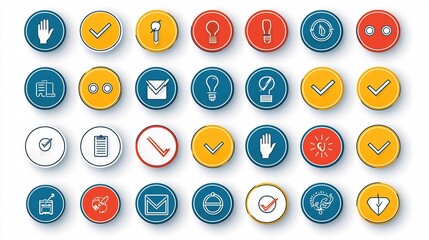 Poster - Vibrant set of choice making icons featuring contrasting yes and no buttons hand gestures and highlighted option elements in a modern minimalist format