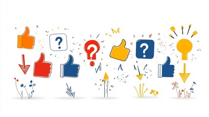 Poster - Vibrant Set of Colorful Choice Symbols and Icons for Digital Interfaces User Experience and Decision Making Concepts