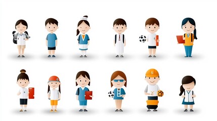Poster - This diverse collection of icons represents a wide range of professions and activities including students professionals and athletes