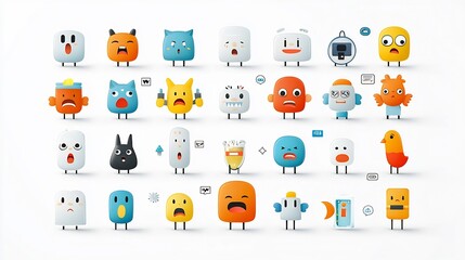 Poster - Comprehensive icon set featuring a diverse range of expressive human figures ideal for representing communication interaction and emotional concepts in digital interfaces applications and websites