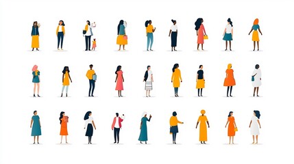 Poster - Diverse set of people icons in various groups and communities to highlight the concepts of inclusivity and unity within a society or culture