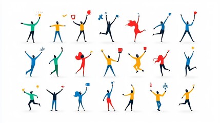Poster - Comprehensive Icon Collection Showcasing a Diverse Group of Individuals in Various Poses and Actions Suitable for Depicting Concepts of Teamwork Leadership and in a Professional or Corporate Setting