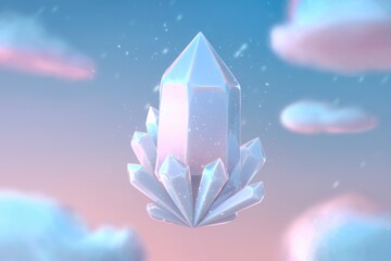Poster - A large crystal shard floats in a dreamy sky.