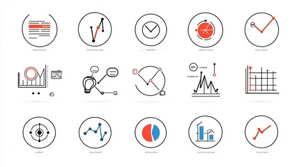 Poster - Set of 64x64 Pixel Perfect Line Icons with Editable Stroke Featuring Symbols for Business Risk Management Including Caution Analysis and Target Icons