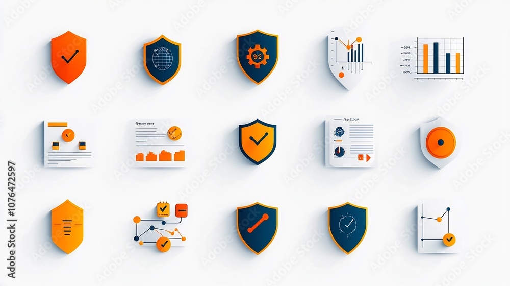 Minimalist icons with editable stroke for risk management concepts ...
