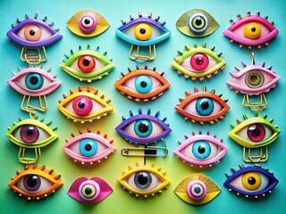 Poster - Eye Clip Art Collection for Creative Projects and Designs Featuring Various Styles and Colors Ideal for Websites, Presentations, and Educational Materials
