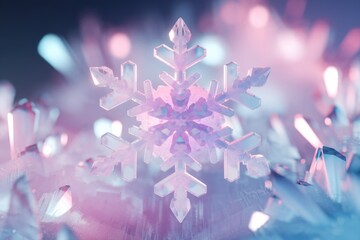 Aufkleber - A delicate snowflake shines brightly against a backdrop of shimmering crystals.