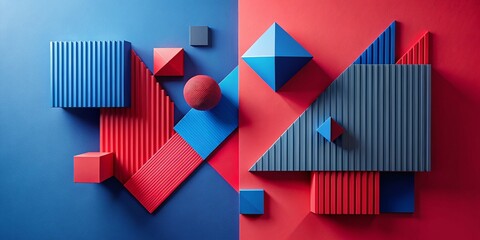 Poster - Geometric Red and Blue Infographic Templates for Marketing, Presentations, and Web Design, Ideal for Flyers, Leaflets, and Webinar Landing Pages