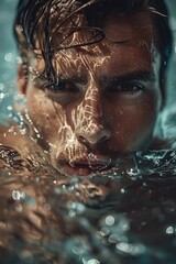 Poster - Close-up shot of a person swimming in a pool