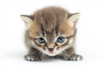 Aufkleber - A small kitten with bright blue eyes sitting on a white surface