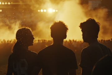 Poster - A group of people standing together at a music concert, great for event or festival use