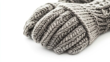 Poster - A close-up view of a knitted scarf on a white surface