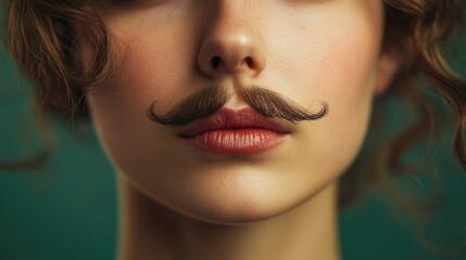 Aufkleber - Portrait of a woman with facial hair, often considered unusual or unique