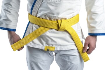 Poster - A man wearing a yellow belt and white shirt