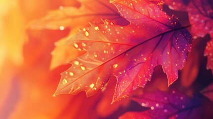 Poster - Close-up of a leaf with water droplets, suitable for nature or still life photography