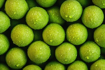 Poster - Fresh and vibrant green lemons in a tight cluster, perfect for highlighting citrus flavors or adding a pop of color to any setting