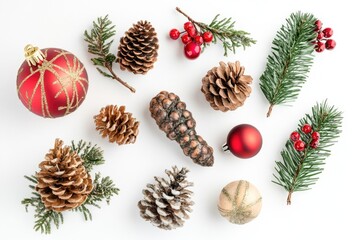 Poster - Pine cones and Christmas decorations, perfect for winter scenes or holiday displays