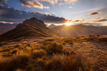 Wall Mural - Mountains on sunset